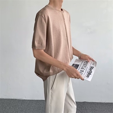 夏季短袖小众个性针织衫T恤男韩版ins圆领冰丝针织上衣B200P42，男装针织衫/毛衣，星座1116-2