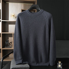 男士秋冬季新款简约休闲圆领宽松羊绒衫，男装羊绒套衫，台绒羊绒