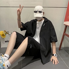 夏季休闲短袖套装男ins港风痞帅七分袖AT16P45，男装休闲套装，星座1116-2