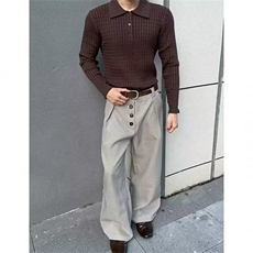1506/Q32070/P49复古风cleanfit阔腿西裤男通勤百搭情侣休闲裤，男装西裤，星座1506