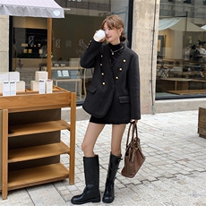 现货2025秋冬新款主推款双面羊毛尼小香风西装流苏双排扣大衣，女装毛呢外套，丝露怡语