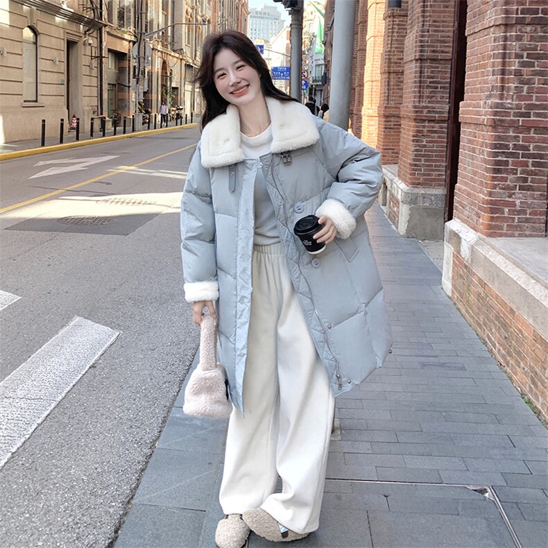 新款主推羊羔毛拼接羽绒外套9953-P285-K408,女装短外套,2C129