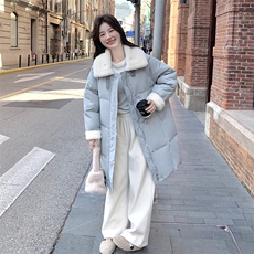 新款主推羊羔毛拼接羽绒外套9953-P285-K408，女装短外套，2C129
