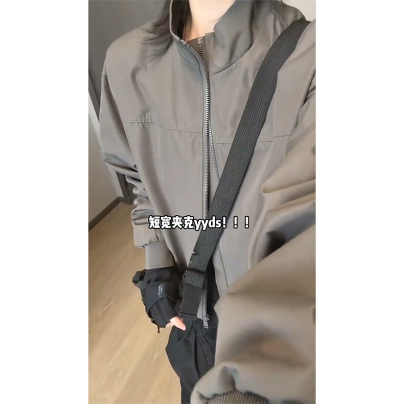 26春装新款美拉德立领飞行夹克boxy廓形休闲百搭外套上衣JK6500,男装夹克,电商A486