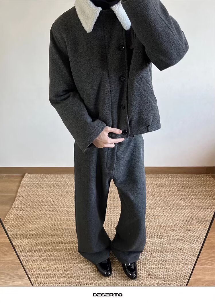 混纺前纤丝套羊羔绒棉服原宿气质慵懒潮流文艺百搭网B108-P75,男装棉衣,星座910-1