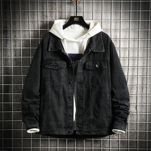 JK920-p65M-5X砖墙ins牛仔夹克绣花破洞大码男日系CITYBOY
