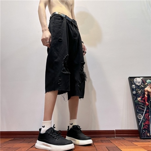 D2051-p45-控68  现货风宽松cleanfit牛仔裤七分裤黑暗图片