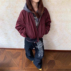 美式复古撞色立领飞行夹克男女cleanfit水洗短宽百搭外套，男装夹克，星座506A