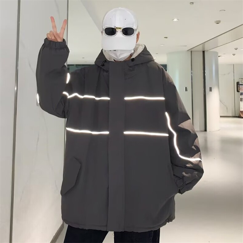冬季羊羔绒棉服男美式高街宽松反光棉衣韩版潮流痞帅外套MD38,男装棉衣,星座1116A-1（原606A）
