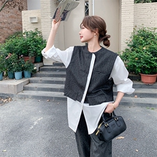 轻奢高级感衬衫马甲阔腿裤假三件两件套装1018P185K278，女装套装/套裙，2C285