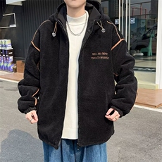 羊羔绒棉衣外套男女同款冬季棉服撞色连帽保暖夹克棉袄子W63，男装夹克，星座1116A-1（原606A）