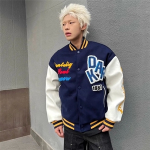 1506/GF6030/P63潮高街撞色情侣棒球服百搭宽松炸街痞帅夹克男图片