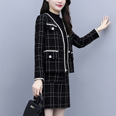 大码秋冬装2021年新款女胖妹妹小香风减龄外套半身裙两件套装，女装套装/套裙，潮品会