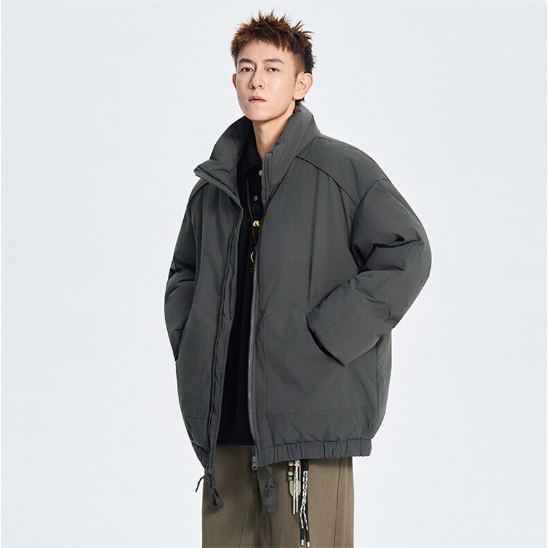 现货冬季美式休闲加厚雪山外套夹克立领纯色三防户外工装棉服,男装夹克,电商A486