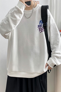 秋款新品青少年2023港风潮牌时尚印花圆领卫衣男女同款 W401-P30图片
