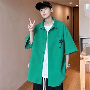 夏季港风薄款衬衫男短袖宽松高级感休闲寸衬衣外套男CS0562-P35图片