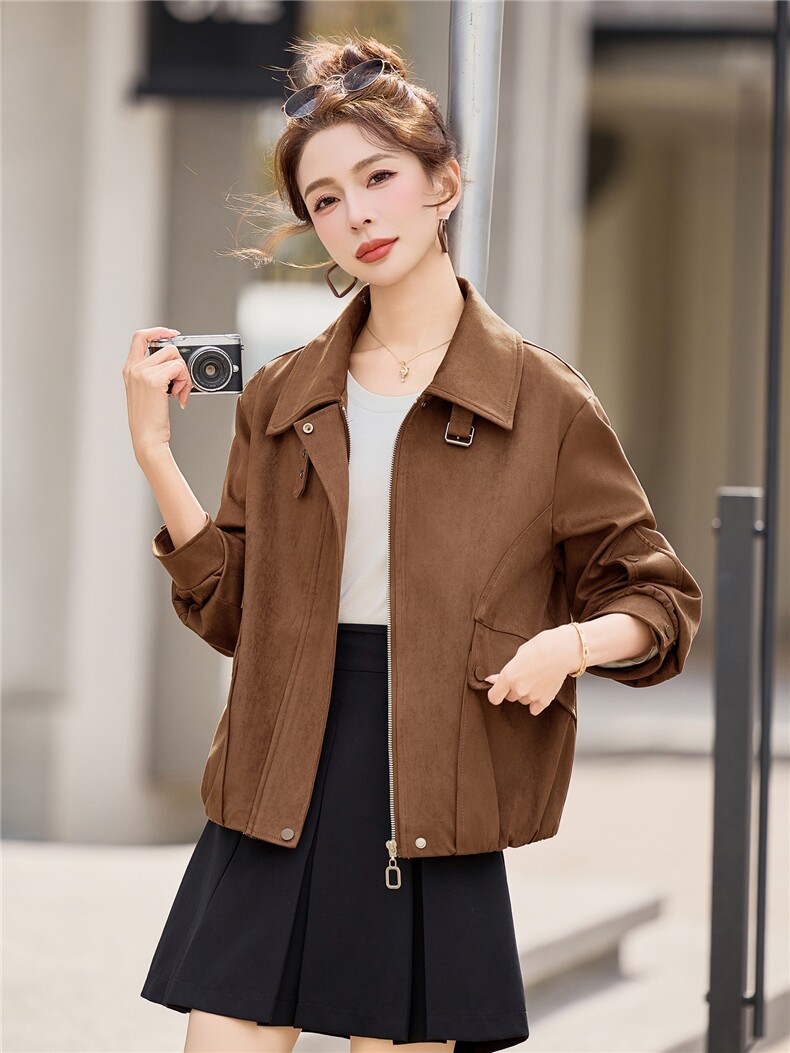 小个子短外套2026年春季女士短款皮衣外套休闲风夹克,女装短外套,悦祺