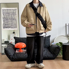拼接假两件外套男春秋季2025新款阔版潮流休闲设计师男士工装夹克，男装夹克，星座506