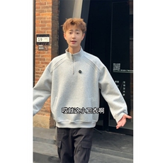 美式复古半拉链套头卫衣男女秋季宽松情侣百搭休闲上衣特P48，男装卫衣，电商C306-1