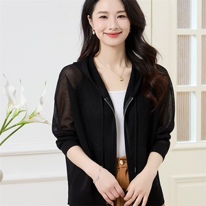 减龄宽松天丝亚麻开衫女短外套透气防晒小衫2025春夏新款连帽拉链图片
