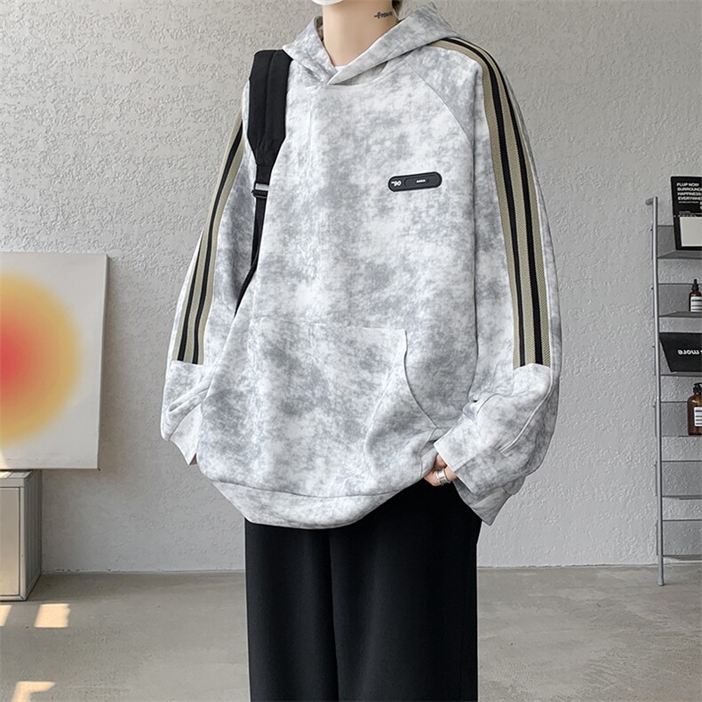 现货 WY10081-特P48 控88 华棉扎染高品质织带连帽大码卫衣图片