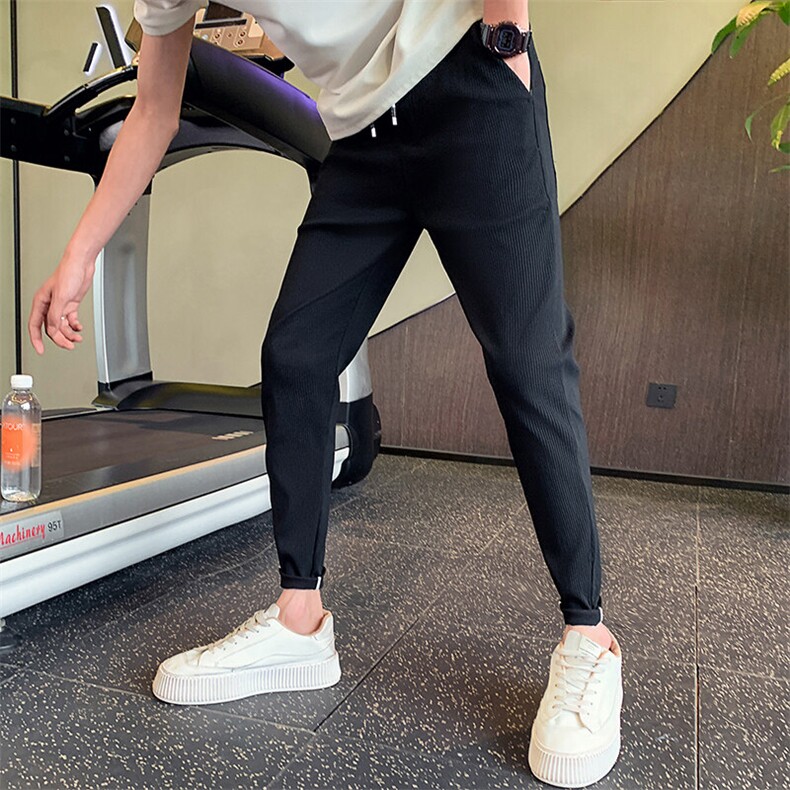 2025夏季休闲裤潮牌百搭小脚九分裤修身男生裤子纯色901K325p45，男装休闲裤，星座901