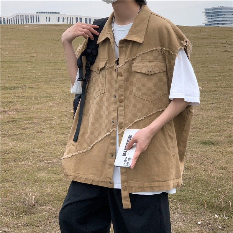 马甲背心男韩版潮流高街帅2023秋夏新款ins宽松百搭外套W2953-P48图片
