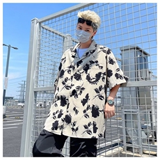 度假风短袖花衬衫男夏季韩系复古衬衣宽松休闲潮流CC53，男装衬衫，星座1116A-1（原606A）