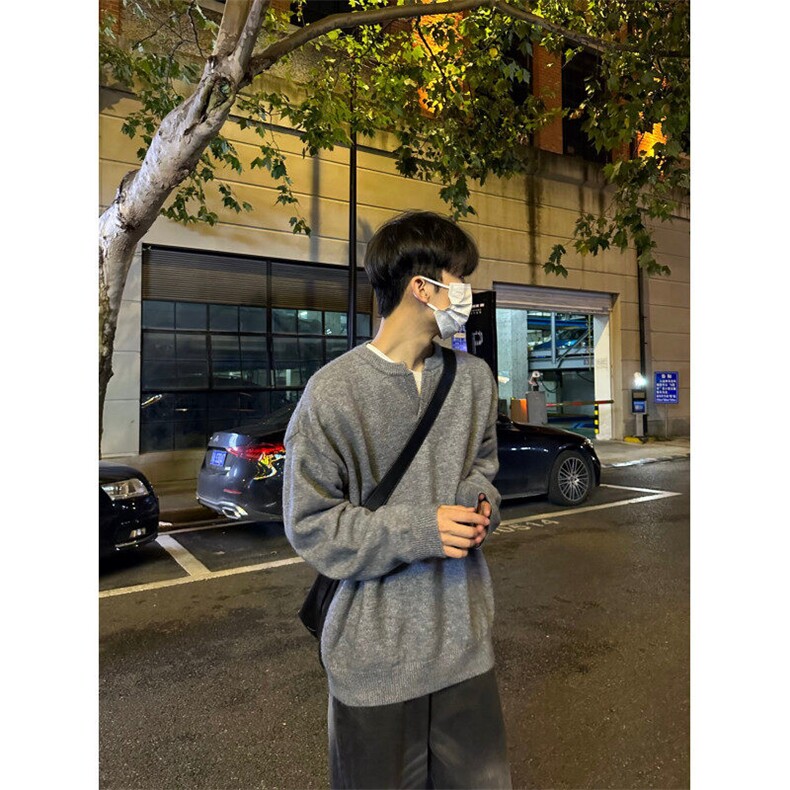 【有货】DF04-特P58重磅高质量小V领套头毛衣男秋季宽松针织上衣,男装针织衫/毛衣,星座603-2