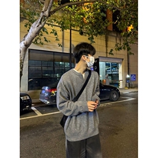 【有货】DF04-特P58重磅高质量小V领套头毛衣男秋季宽松针织上衣，男装针织衫/毛衣，星座603-2