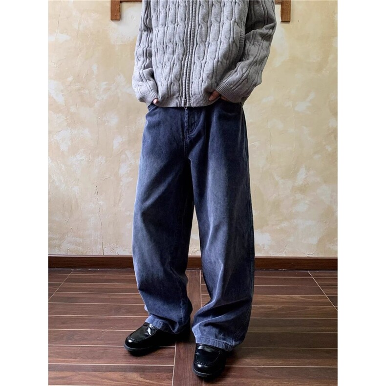 气质新款百搭日系流行时尚原宿潮流ins慵懒水洗灯芯绒休闲裤简约，男装休闲裤，星座506A