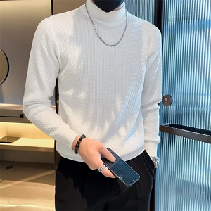 毛衣男秋冬季新款慵懒风内搭男生韩版半高领打底针织衫 M827图片