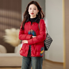 MY现货2025冬季新款时尚休闲舒适干练印花羽绒服，女装羽绒服，魅影