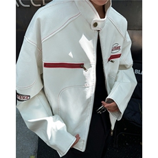 高街PU皮衣机车服设计感宽松潮牌夹克外套1001-1-JK8558-P68，男装夹克，星座1001-1