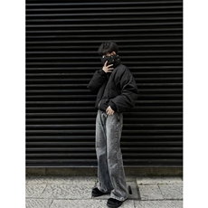 美式复古骑士盔甲羽绒棉服男秋冬季高级感cleanfit不规则高领棉衣，男装棉衣，星座910A