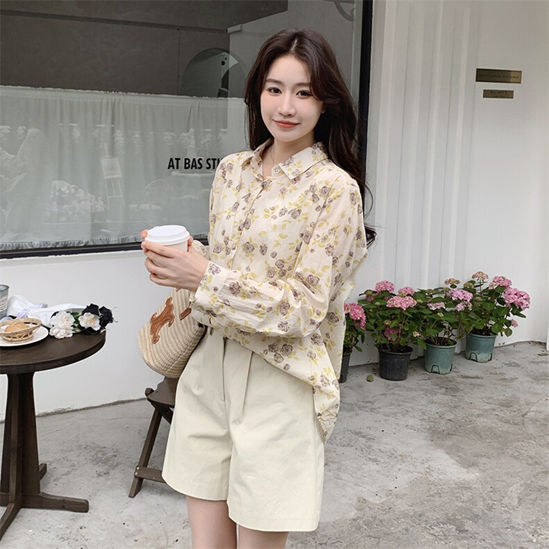 2025夏装新款简约大方休闲碎花衬衫，女装衬衫，米莱