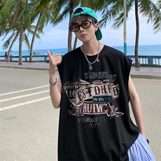 创意字母印花2023夏季港风男装无袖背心/马甲B239-1222-P23，男装背心/马甲，星座514-2(原B239)