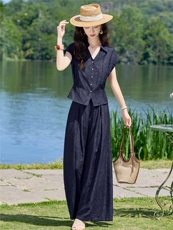 现货2026夏季新款时尚洋气潮流宽松遮肉显瘦两件套裤套装女，女装套装/套裙，众宇琦