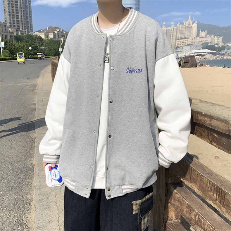 Y8889P30港风外景秋季棒球领开衫潮新款青年兔子印花宽松卫衣,男装卫衣,电商A026-1