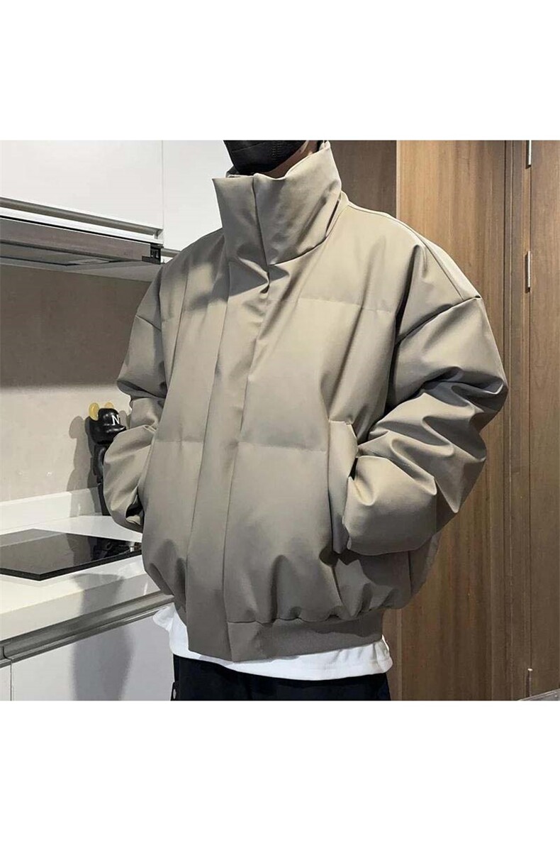 网图PU棉衣加厚保暖宽松立领外套休闲潮流棉服310A-MY008-P70,男装棉衣,四季星座310A