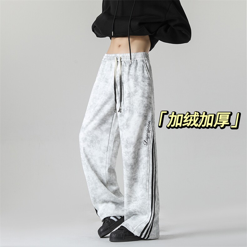 新款脏脏布加绒加厚宽松直筒裤K1254加绒P58控88常规P55控78,男装休闲裤,星座906-1（原电商a316-2）
