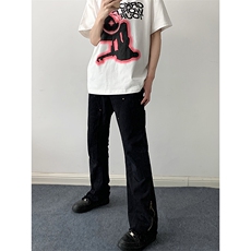 B221美式ins高街小众百搭微喇拉链牛仔裤LK22049-P60控78，男装牛仔裤，电商B221