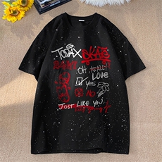 可48小时发货支持抖音得物来样二开美式满天星亮片短袖T恤MTX631，男装T恤，电商A486