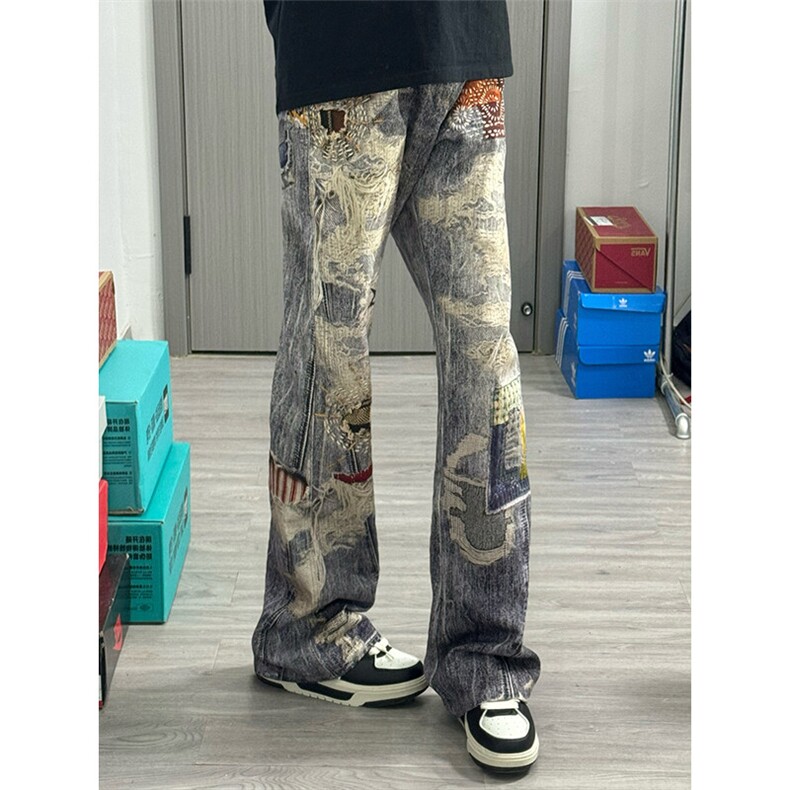 档口现货美式数码印花牛仔裤XZ610A-N4033-特P63图片