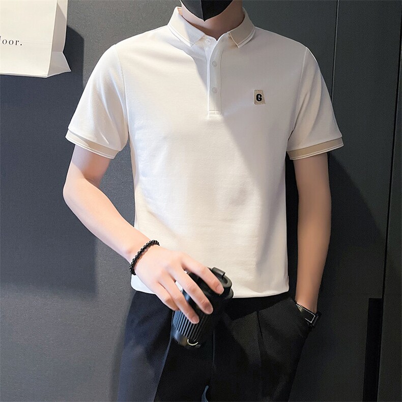 6606-P58夏季刺绣字母短袖POLO衫男T恤半袖新款痞帅男装-1控78,男装Polo衫,星座603-2