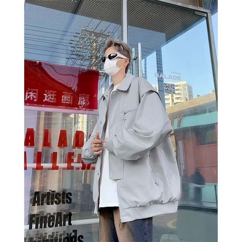 夹克男韩版潮流高街帅拉链口袋百搭2024春季新款ins外套W5678-P59,男装夹克,星座412-2
