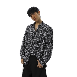 无影墙豹纹长袖衬衫大码M-5XL聚酯纤维衬衫男CS78728P35控58图片