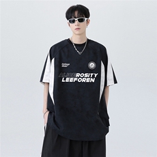 时尚高街百搭小众日系学生潮男拼色宽松男女同款短袖T恤T51-P35，男装T恤，电商C307