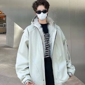外套男士秋冬宽松美式高街潮牌飞行员连帽工装夹克休闲服图片