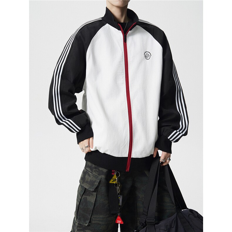 jk2559-特P60控108 100聚酯纤维 拼接特色夹克条纹外套男图片
